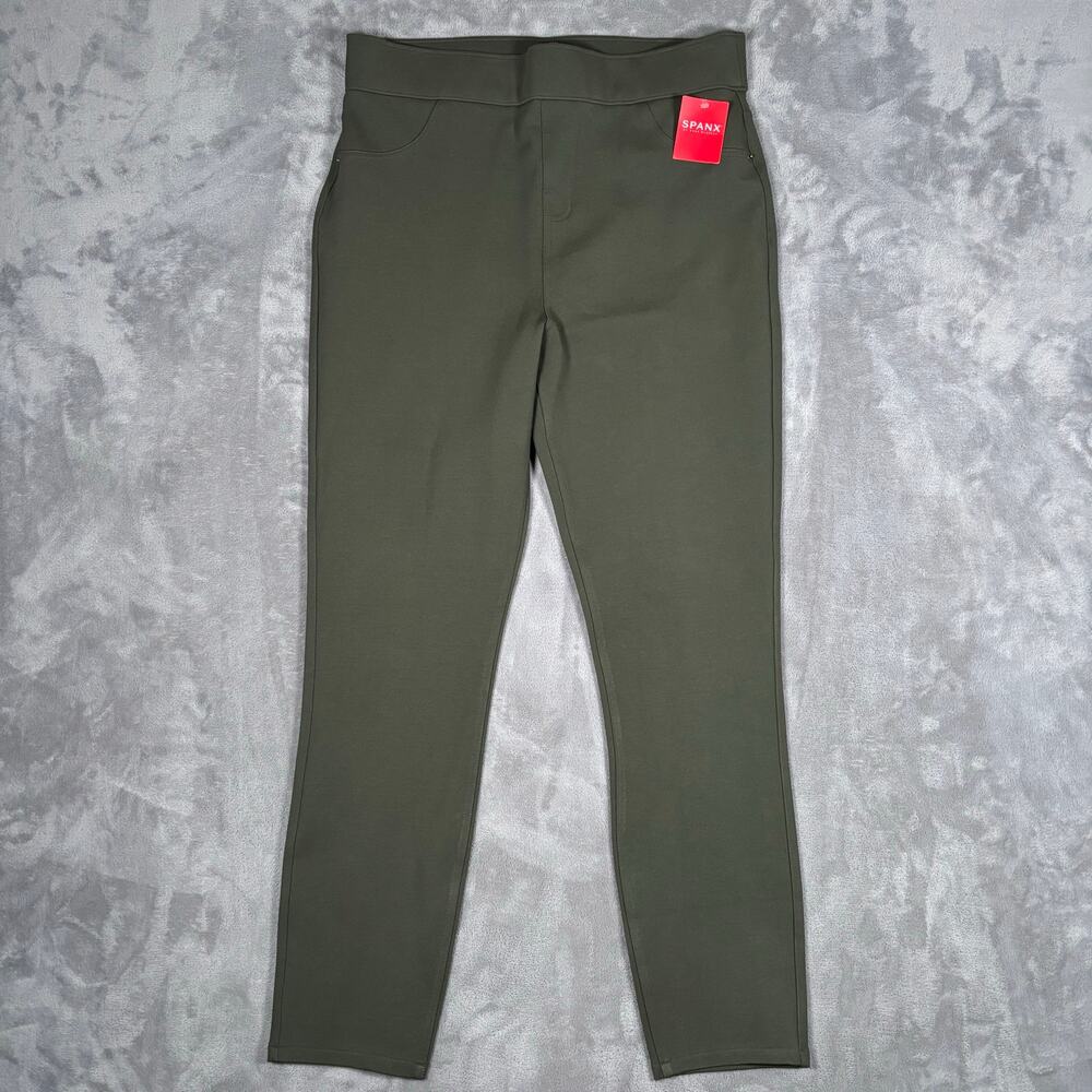 SPANX Olive Green Pull-On Ponte Ankle Pants L NWT Shaping Stretch